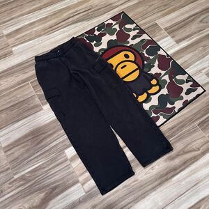 Black TNA cozy fleece mega fit cargo sweatpants